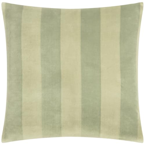 furn. The Ultimate Stripe Polyester Filled Cushion (Matcha Latte - 45x45cm) - Bold Contrast Stripes Double Sided Soft Matte Velvet Jacquard Decorative Pillow