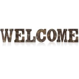 7 Pieces 4 Inch Rusty Flat Metal Letters Outdoor Country Metal Letter Decorations Rustic Metal Letter Wall Decor Rusted Welcome Wall Signs for Home Barn Nursery Living Rooms