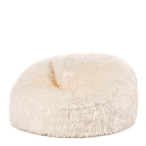 icon Faux Fur Bean Bag Chair, Luxury Fluffy Bean Bags Adult, Large Bean