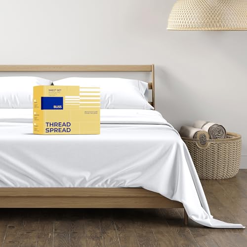 600-Thread-Count Egyptian Cotton Quality Sheet Set - Luxury Queen Size Cooling Bed Sheets for Hot Sleepers - Soft, Sateen Weave, Hotel Style Deep Pocket Fitted, Flat Sheets and Pillow Cases in White