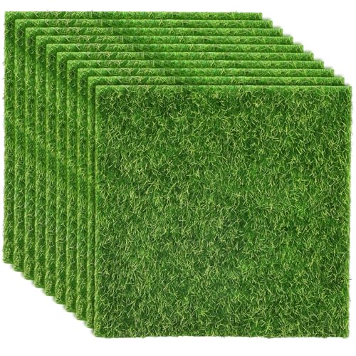 "Shindel 10 PCS Fairy Artificial Grass, 6"" x 6"" Miniature Fake Garden Grass Ornament Garden Dollhouse DIY Decoration"