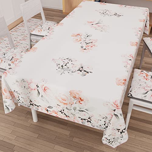 PETTI Artigiani Italiani - Stain Resistant Tablecloth Rectangular 140x180 cm 6 Seats, Wipe Clean Microfibre Kitchen Table Cover, Floral 17 Design Delicate Flowers, 100% Made in Italy