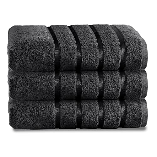 GC GAVENO CAVAILIA Premium 100% Combed Cotton Bath Sheets Set, Super Soft and Highly Absorbent Bathroom Towels, Silver, 3PK Kensington