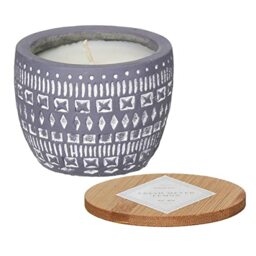 Paddywax Scented Candles Desert-Inspired Sonora Range Candle in Reusable Etched Concrete Pot with Wooden Lid, 283g - 3-Wick, Wildflowers & Birch