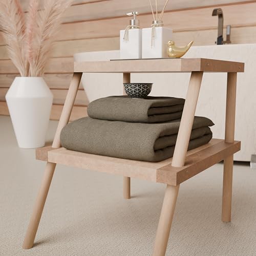 PETTI Artigiani Italiani - 100% Cotton Terry Bath Towels, 1+1 Towel Set, 2 Pieces 1 Face Towel and 1 Hand Towel, Mud Towels