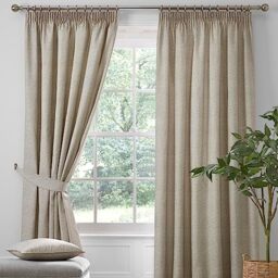 "Dreams & Drapes - Natural Blackout Pencil Pleat Curtains W66 x L90"" (168 x 229cm) - 2x Tie Backs Included - Heavy Weight - Thermal & Soundproof Curtains - Natural Curtains for Bedroom & Living Room"