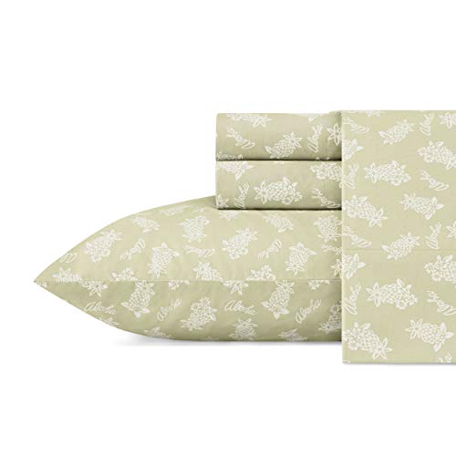 Tommy Bahama - King Sheets, Cotton Percale Bedding Set, Crisp & Cool, Stylish Bedding Set (Aloha Pineapple Green, King)