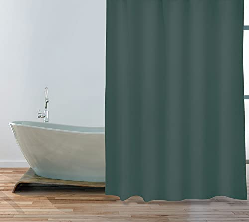 MSV Anti-Mould Shower Curtain, Anti-Bacterial, Washable, Waterproof, Polyester, 180x200cm, Dark Green