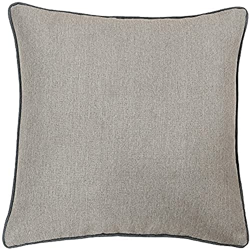 "Riva Paoletti Bellucci Filled Cushion - Tobacco Contrasting Graphite Grey Piped Edges - Strong Canvas Fabric - Machine Washable - 100% Polyester Case - 45 x 45cm (18"" x 18"" inches)"