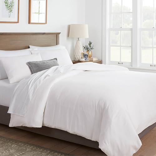 "Mayfair Linen - 4 Piece Sheet Set - 100% Egyptian Cotton 800 Thread Count Long Staple - Up to 18"" Deep Corner for Queen/Full Duvet Cover Set White"