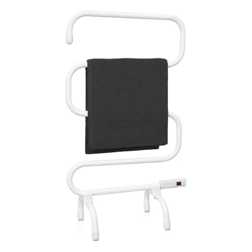 STATUS 100W 5 Bar Electric Heated Towel Rail, Free-Standing Aluminium Dryer, White (WHTR-100W1PKB)