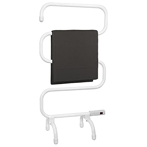 Status 100W 5 Bar Electric Heated Towel Rail, Free-Standing Aluminium Dryer, White (WHTR-100W1PKB)