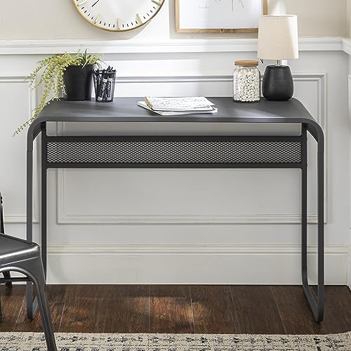 Home Source Astrid Office Computer Desk Metal Curved Top Gunmetal Grey Home Student Workstation Furniture