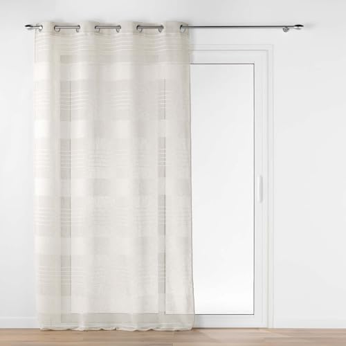 Douceur d'Intérieur, Janice Linen Effect Woven Net Curtain with Eyelets (140 x 240 cm)