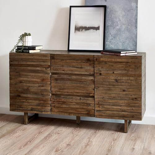 Julian Bowen Woburn Sideboard, Solid Pine, Dark Wood - H80 x W145 x D43cm