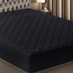Utopia Bedding Quilted Fitted Mattress Pad (Queen, Black) - Elastic Fitted Mattress Protector - Mattress Cover Stretches up to 16 Inches Deep - Machine Washable Mattress Topper