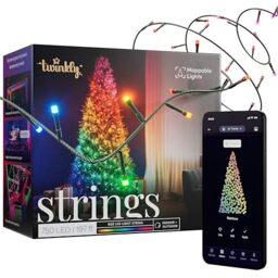 Twinkly Strings 750 LED RGB, Mappable LED Light Strip for Outdoor and Indoor, Smart LED Lights, Compatible with Alexa and Google Home, IP44, App Controlled, Black Wire, 60m