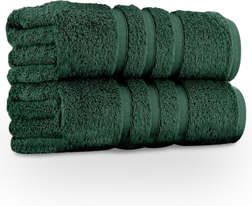 550 GSM Hand Towels - Pack of 2 - Egyptian Cotton Towel - Highly Absorbent & Quick Dry Bathroom Towels Sets - Washable Spa Saloon Gym Towel, Dark Green