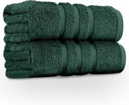550 GSM Hand Towels - Pack of 2 - Egyptian Cotton Towel - Highly Absorbent & Quick Dry Bathroom Towels Sets - Washable Spa Saloon Gym Towel, Dark Green