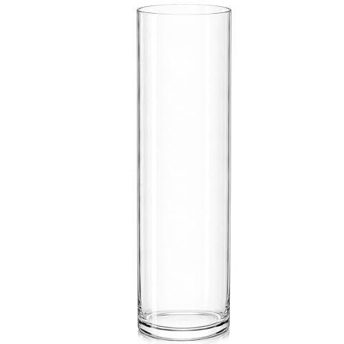 "Royal Imports Flower Glass Vase Decorative Centerpiece For Home Or Wedding - Cylinder Shape, 14"" Tall, 4"" Opening, Clear"