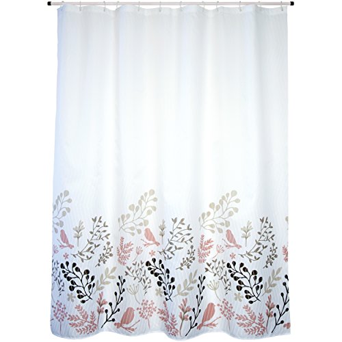 "MSV ""Premium Birds Polyester Shower Curtain, Beige, 180 x 200 cm"