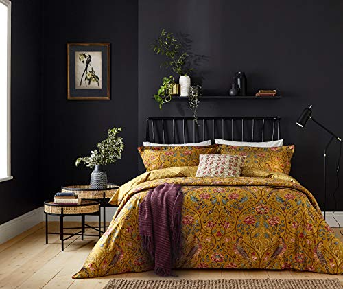 Morris & Co Seasons By May 100% Organic Cotton, 220TC Duvet Cover, Single, Saffron, Gold