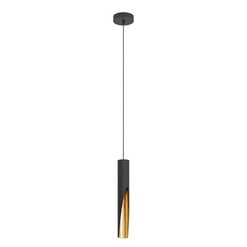 Eglo LED Pendant Light Barbotto, Ceiling Light Fitting with indirect Lighting, Hanging lamp for Dining and Living Room, Metal in Black and Gold, GU10 Bulb, Warm White