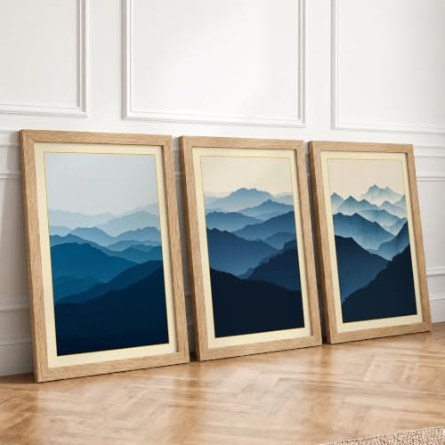 Layers of Distance Minimalist Set of 3 Framed Wall Art Prints A3
