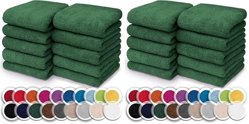 NatureMark Set of 10 Washcloths Made of 100% Cotton - Soft and Absorbent Face and Hand Towels - Practical for Bathroom and Kitchen - 30 x 30 cm, Dark Green (Pack of 2)