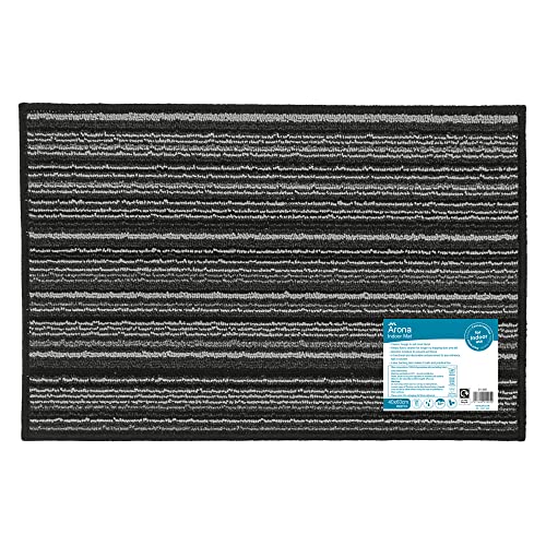 JVL Arona Machine Washable Latex Backed Doormat, 40x60cm,Black