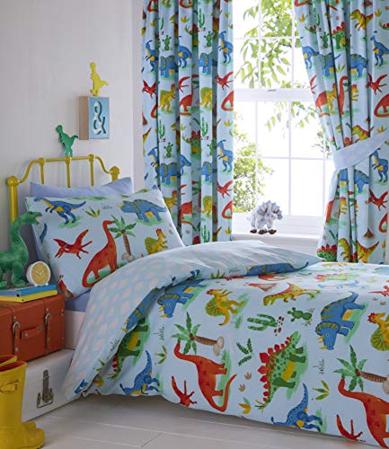 HomeSpace Direct Roarsome Dinos Kids Duvet Cover Set Dinosaurs Reversible Easy Care Bedding Childrens Bed Linen with Pillowcases - Double
