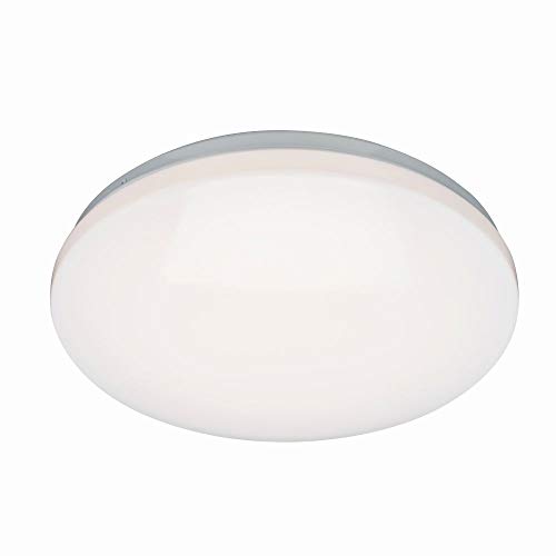 National Lighting BROCO Round 16W Gloss White Finish Warm White 3000K LED Energy Saving Bathroom Ceiling Light Bulkhead IP44 Rated with Microwave Sensor