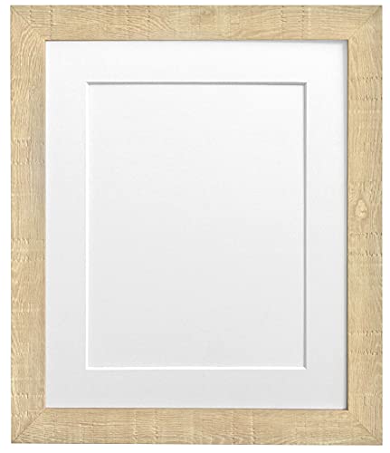 FRAMES BY POST Deep Grain Picture Photo Frame, Recycled Plastic, Light Brown with White Mount, A3 Image Size A4