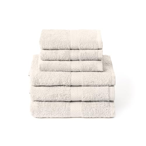 Caleffi Set of 6 Bath Towels with Guest – Consisting of 3 x Face Towel 55 x 100 cm + 3 x Bidet Towel 40 x 60 cm – 100% Soft and Ultra Absorbent Cotton – Shower, Face and Hospitality Bath Set