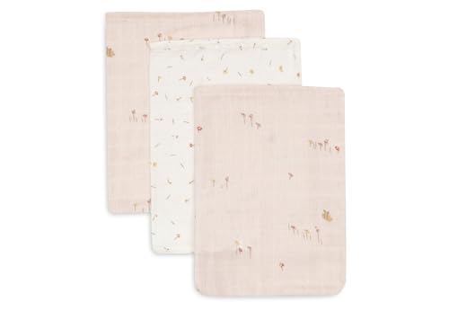 Jollein Baby Washcloths - Pretty Picnic - 3 Pack - 15x20cm - Muslin - 100% Cotton - Baby Washcloths - OEKO-TEX Certified