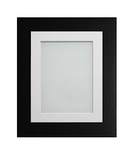Frame Company Watson Matte Black Picture Photo Frame fitted with Perspex, 6x4 inch with White Mount for image size 5x3 inch