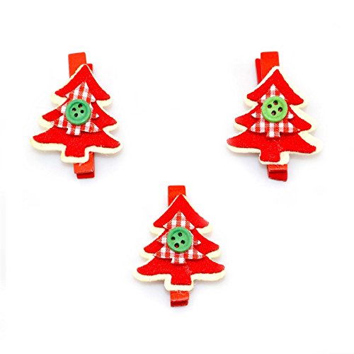 3pcs Christmas Wooden Peg Mini Tree Shape Clips Colourful Christmas Decorations