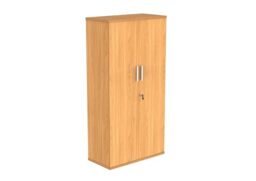 Office Hippo Essentials Heavy Duty Storage Cupboard With Adjustable Shelving, Featuring 2 Lockable Doors, Suitable For Commercial Office, Home And Classroom Norwegian Beech, 40D x 80W x 159.2Hcm