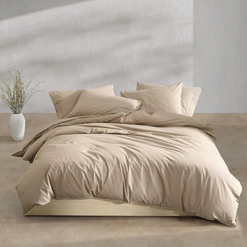 Calvin Klein - King Duvet Cover Set, Modern Cotton Washed Percale Bedding with Matching Shams, Cozy Home Decor, Oeko-Tex Certified (Washed Percale Camel Brown, King)