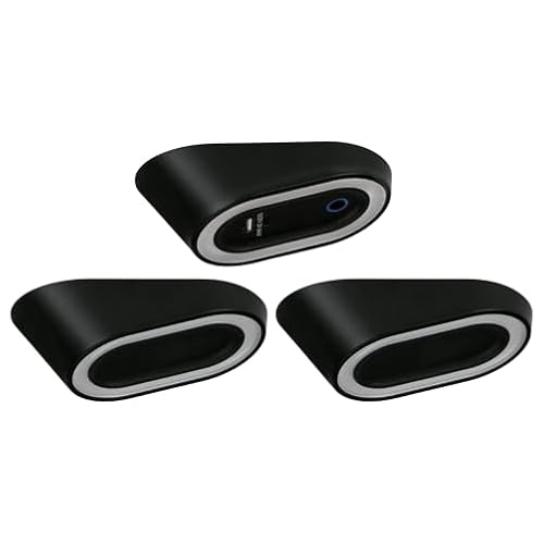 4lite Hampton Wedge Display Cabinet Light (Black) Pack of 3 Cool White 85lm Under-Shelf Light with Touch-Free Sensor Control and Built-in USB & USB-C Charging - 4L1/1305/4X3