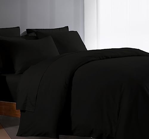 1000 Series High Thread Count King Size Duvet Cover Set - Black - 100% Egyptian Cotton Sateen Weave Luxury 3 Piece Duvet Cover Set for Comforter All Season Duvet Cover with Hidden Zipper