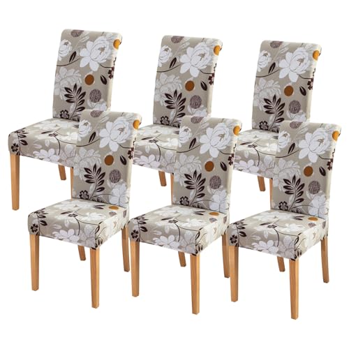 FORCHEER Dining Chair Cover for Dining Room Set 6 Pack Printed Seat Slipcovers for Office Computer Chairs Protector Wedding Banquets Party