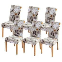 FORCHEER Dining Chair Cover for Dining Room Set 6 Pack Printed Seat Slipcovers for Office Computer Chairs Protector Wedding Banquets Party