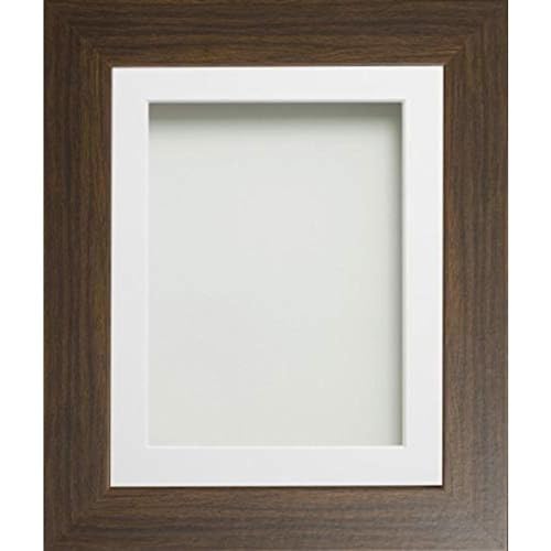 Frame Company Watson Brown Picture Photo Frame fitted with Perspex, 9x7 inch with White Mount for image size 6x4 inch