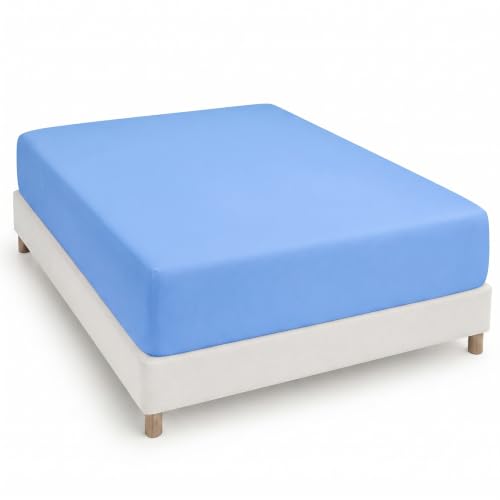 Degrees home - Collection - Fitted sheet 180 x 190 x 33- Adjustable - Brushed polyester microfiber - Blue