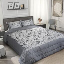 Emma Barclay Duchess - Embellished Jacquard Quilted Bedspread Set in Silver - To Fit Double/King