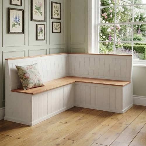 Sara cornerBench S in white walnut, 162 x 122 x 90 (W x D x H)