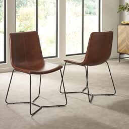 Julian Bowen Joren Dining Chairs, Set of 2, Brown Faux Leather - 86.5x50cm