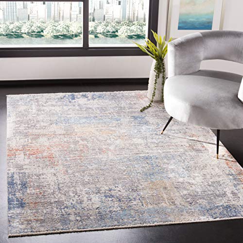 Safavieh Dream Collection Contemporary Rug for Living Room Dining Room Bedroom Short Pile Grey and Blue 60 x 96 Inch