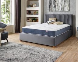 Aspire Beds 23cm Double Sided Cashmere Duo Season Pocket+ 1000 Pocket Spring Mattress, Small Double (4ft x 6ft3), Blue Border